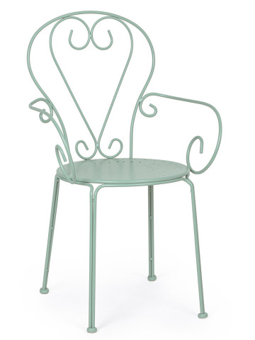 Set tavolo e 2 sedie bistrot con braccioli in ferro battuto impilabile ETIENNE Frosty