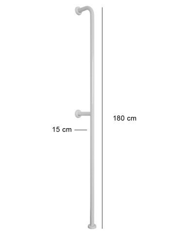 Corrimano verticale fissaggio muro e pavimento diversamente abili cm 180 AMICO Bianco