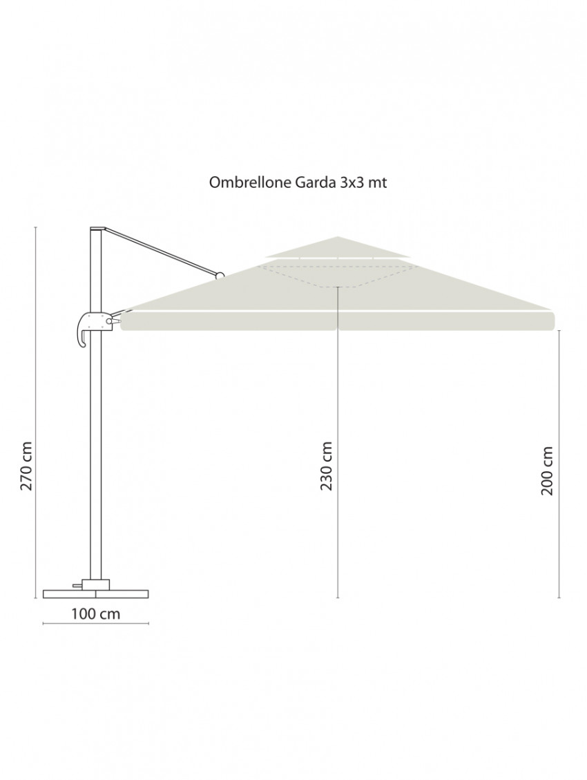 DecHome Ombrellone da Giardino 3x3 mt a Braccio Apertura a Manovella e 8  Strisce LED a Energia Solare - 066CW84D