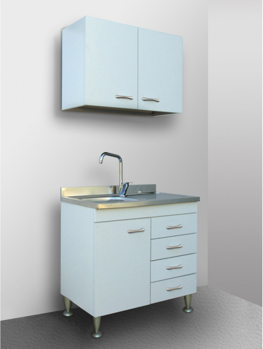 Mobile cucina completo cassetti Dx cm 80 x 50 Basic Bianco