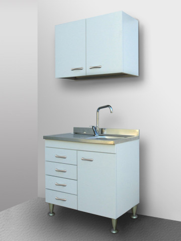 Mobile cucina sottolavello con cassetti Dx o Sx cm 80 x 50 lavello e scolapiatti mod. Basic colore Bianco