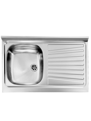 Sottolavello c/cassetti a dx e 1 anta finitura teak lavello inox  cm 80 x 50x H81 serie Basic