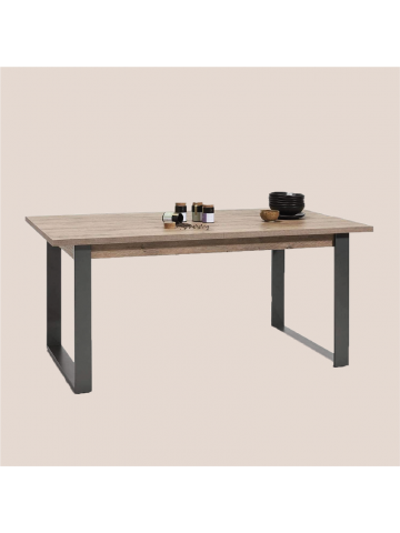 Tavolo allungabile in legno e gambe metallo Antracite cm 180/240x91 INDUS Rovere aged