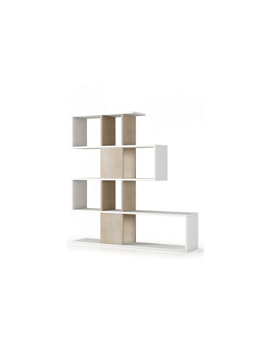 Libreria divisorio separè 5 livelli L145xP30xH145 cm TETRIX Bianco/Rovere