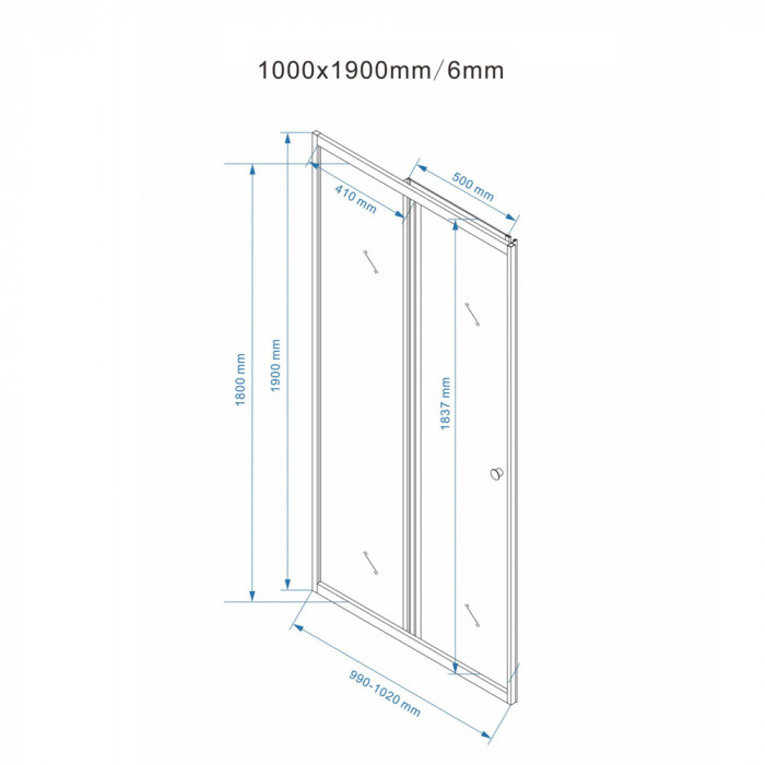 SMART - Porta doccia cristallo trasparente 6 mm cm 100, 110, 120, 130, 140, 150, 160, 170 anta scorrevole