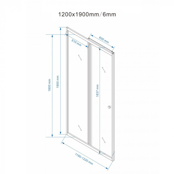 SMART - Porta doccia cristallo trasparente 6 mm cm 100, 110, 120, 130, 140, 150, 160, 170 anta scorrevole