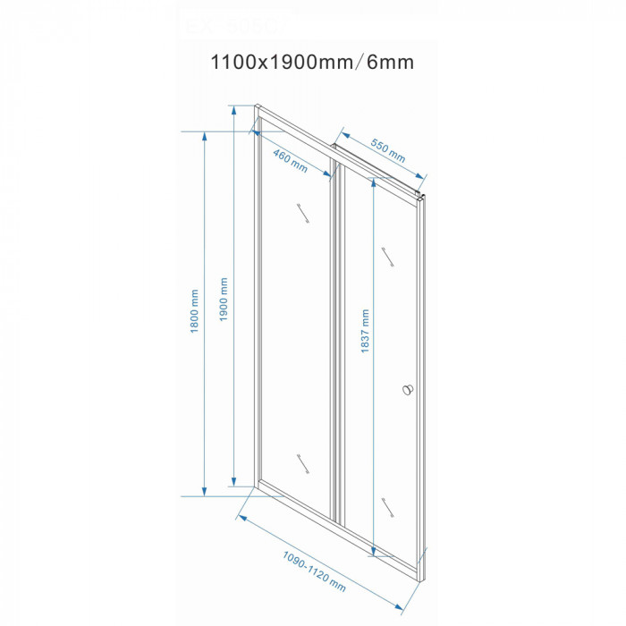 SMART - Porta doccia cristallo opaco 6 mm cm 100, 110, 120, 130, 140, 150, 160, 170 anta scorrevole