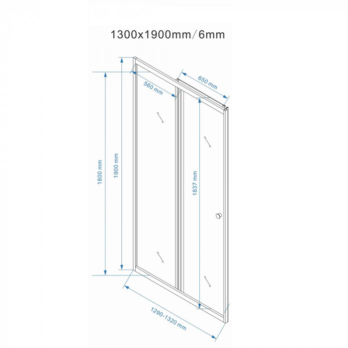 SMART - Porta doccia cristallo opaco 6 mm cm 100, 110, 120, 130, 140, 150, 160, 170 anta scorrevole