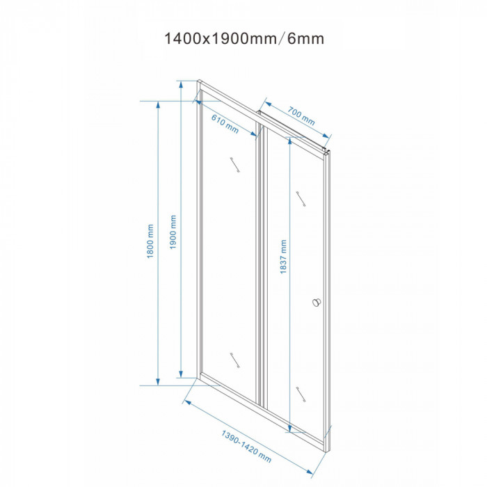 SMART - Porta doccia cristallo opaco 6 mm cm 100, 110, 120, 130, 140, 150, 160, 170 anta scorrevole
