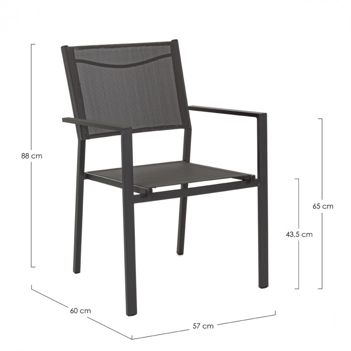 Sedia in alluminio e textilene Hill antracite