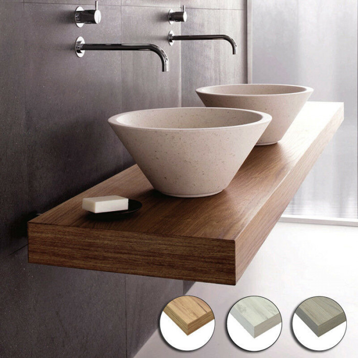 Mensola per lavabo bagno in legno cm 120x50xh10