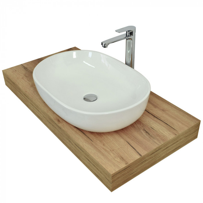 Mensola per lavabo bagno in legno cm 120x50xh10