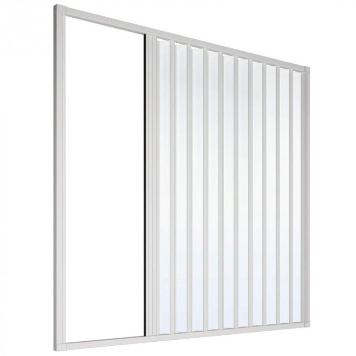 MARY - Porta Pieghevole Soffietto Vasca 1 Lato, Design Salvaspazio, Struttura in PVC Bianco, Adatta Vasche Standard,  H150 cm