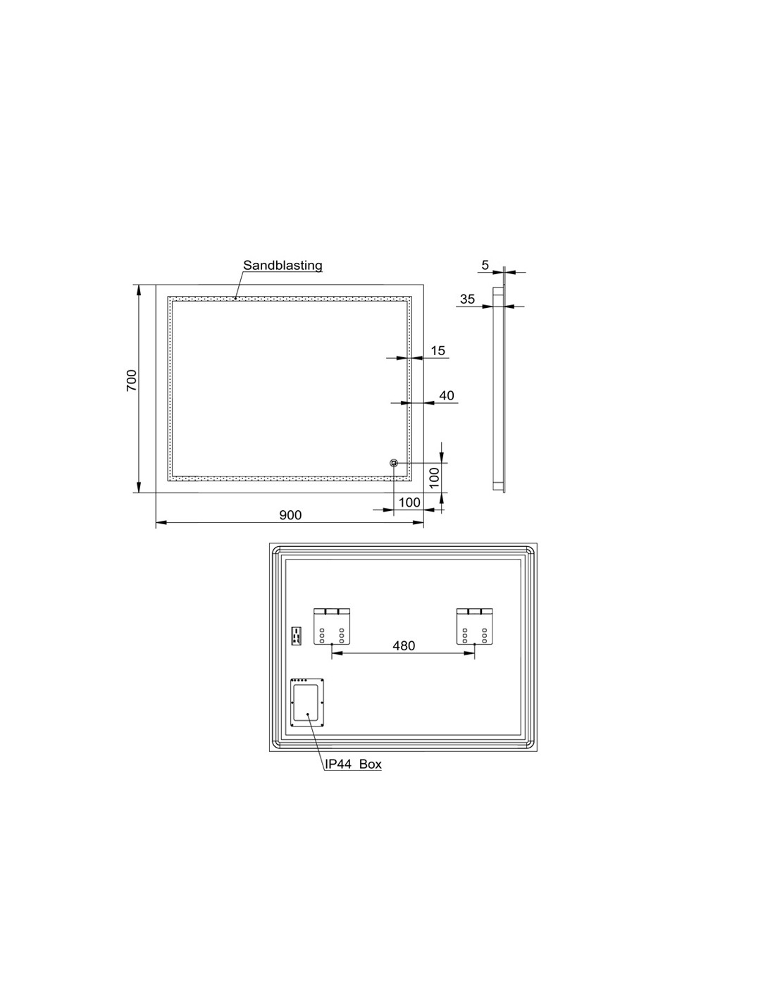 Mobile specchio bagno con LED 90,4x72x15 cm ML-DESIGN