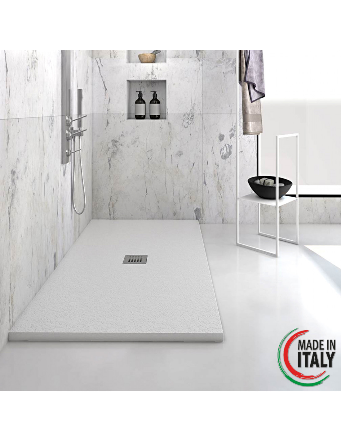 heavy-piatto-doccia-rettangolare-in-marmoresina-bianco-finitura-pietra-scarico-centrale-diverse-misure