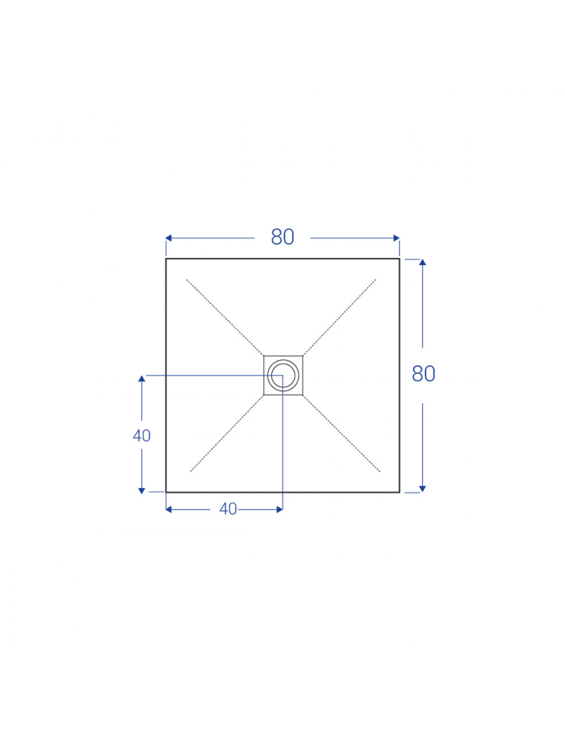 Piatto doccia slim quadrato 80x80 h 2.6 cm antracite effetto pietra