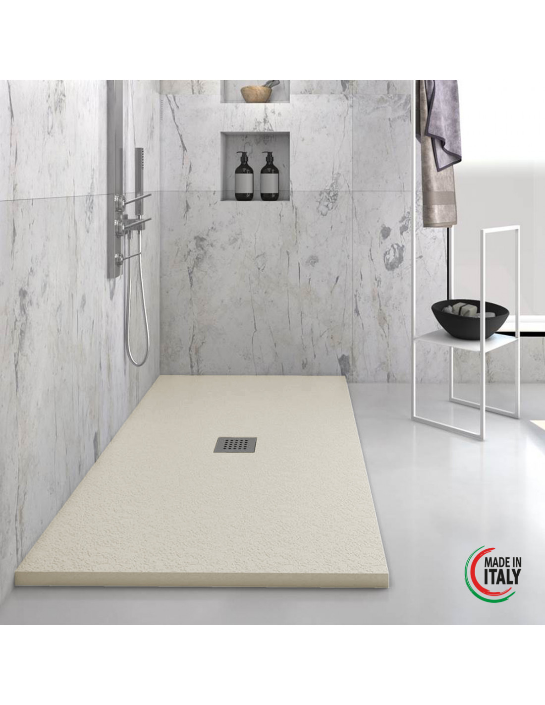 heavy-piatto-doccia-rettangolare-in-marmoresina-sabbia-finitura-pietra-scarico-centrale-diverse-misure