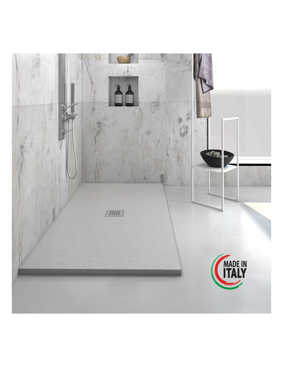 heavy-piatto-doccia-rettangolare-in-marmoresina-slim-grigio-finitura-pietra-scarico-centrale-con-sifone-misure-diverse