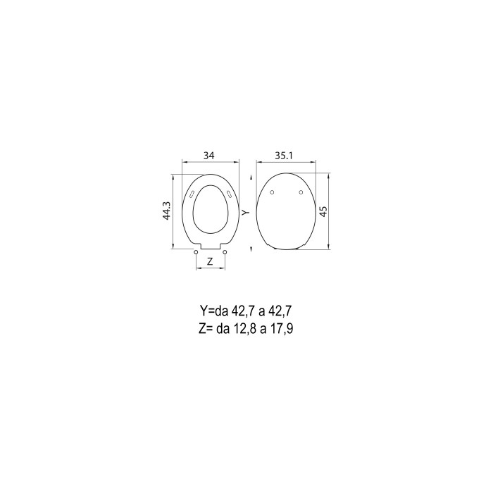 TENAX - Copriwater ceramica DOLOMITE sedile in termoindurente cm 45x35,1 Bianco