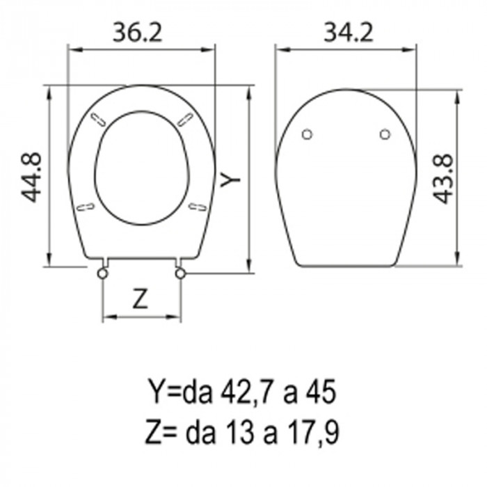 POLO / VICTORIA - Copriwater ceramica ROCA sedile wc in termoindurente cm 44,8x36,2 Bianco