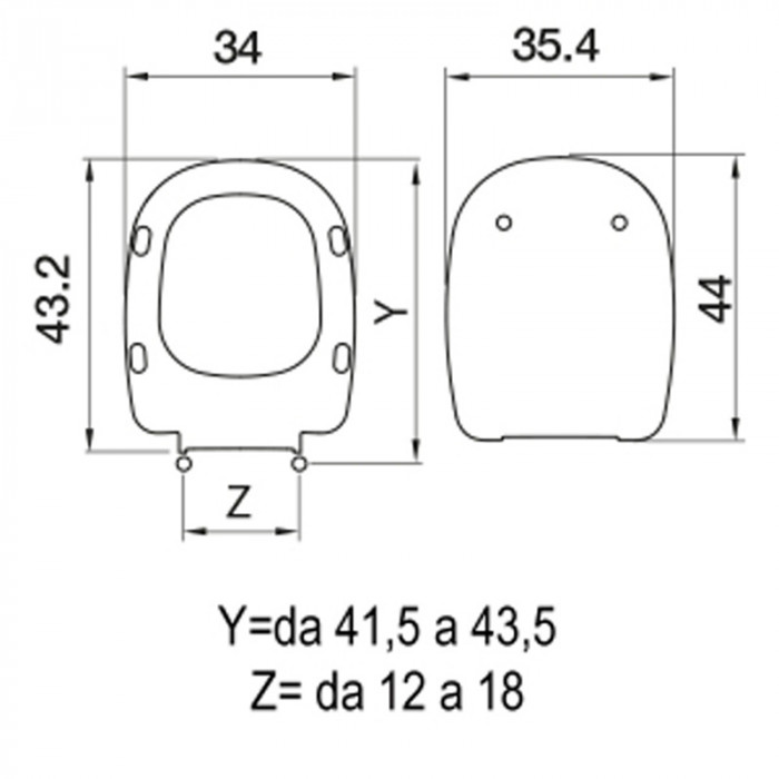 TESI - Copriwater ceramica IDEAL STANDARD sedile wc in termoindurente cm 44x35,4 Bianco