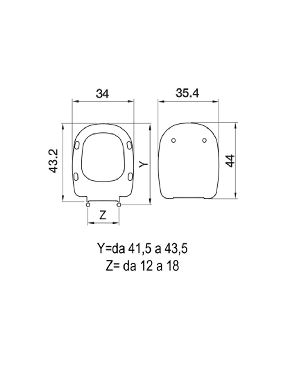 Sedile Per WC, Tavoletta WC Con Chiusura Ammortizzata, Quadrato Copriwater  Ideal Standard Conca, Tavoletta WC Ideal Standard, 35X46 Cm, Bianco,06B