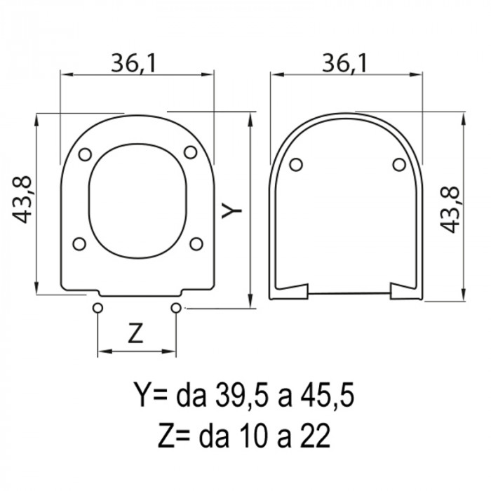 LINK - Copriwater ceramica FLAMINIA sedile wc in termoindurente cm 43,8x36,1 Bianco