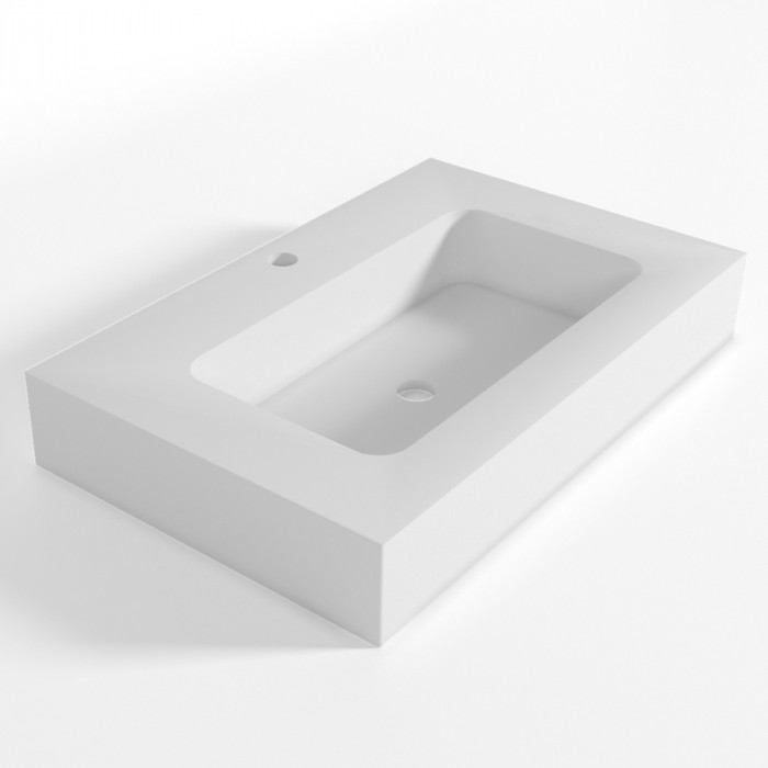 HEAVY - Top lavabo sospeso in marmoresina cm 80x50xh13 Bianco