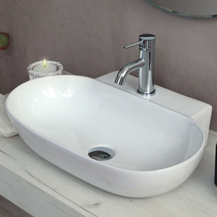 SWING - Lavabo da appoggio in ceramica cm 56 x 40 x H 12