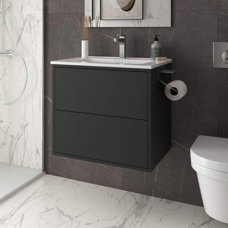 Mobile bagno sospeso apertura push cm. 60 phil nero opaco Mobile bagno sospeso apertura push cm. 60 phil nero opaco