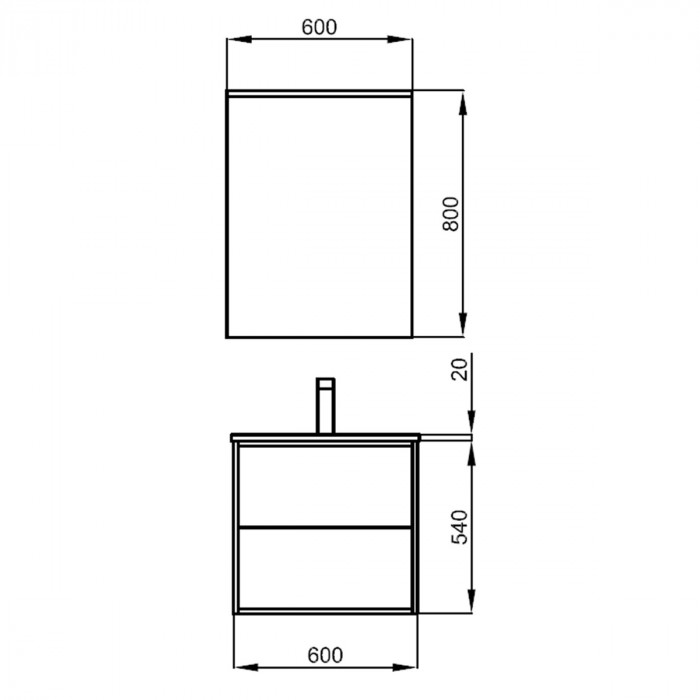 Mobile bagno sospeso apertura push cm. 60 phil nero opaco