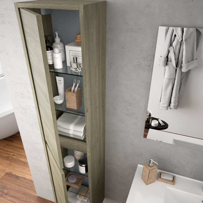 NOJA - Mobile sospeso con lavabo specchio e colonna cm 70 Eternity