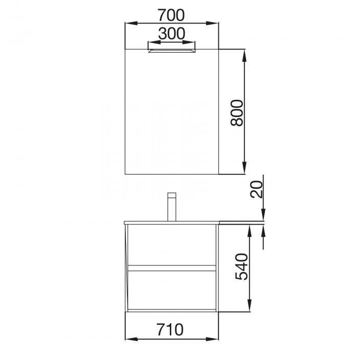 NOJA - Mobile bagno sospeso moderno cm 70 Rovere Eternity