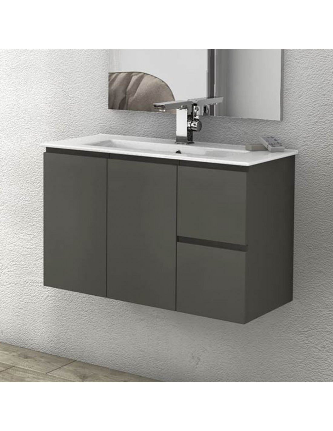 Mobile Bagno Giulia 80cm Bianco Lucido completo con Specchio e