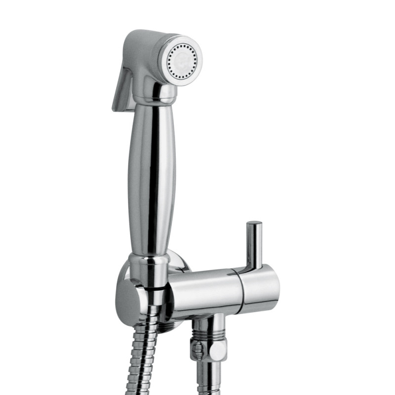 SALOMÈ - Idroscopino wc tondo in ottone cromato doccetta rubinetto acqua fredda e flessibile cm 120