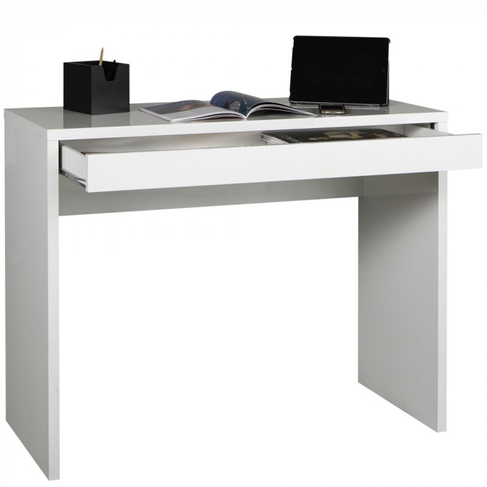 EASY-Scrivania-consolle-con-cassetto-L100-x-P40-x-H80-cm-Bianco-Laccato