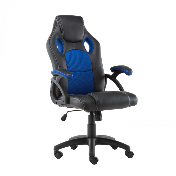 ADAM - Poltrona da Gaming sedia girevole con rotelle Nero/Blu