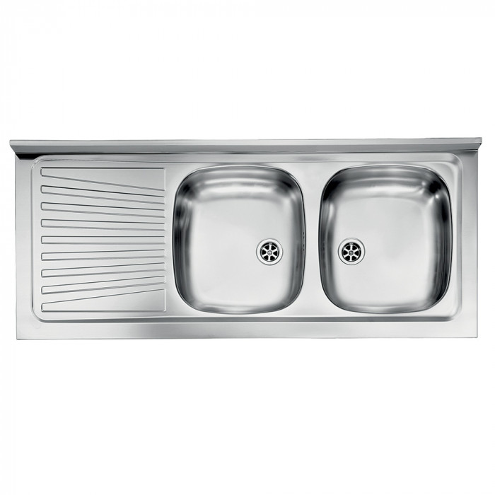 BASIC - Mobile cucina 120 cm cassettiera sx 2 ante pensile e scolapiatti lavello inox Bianco