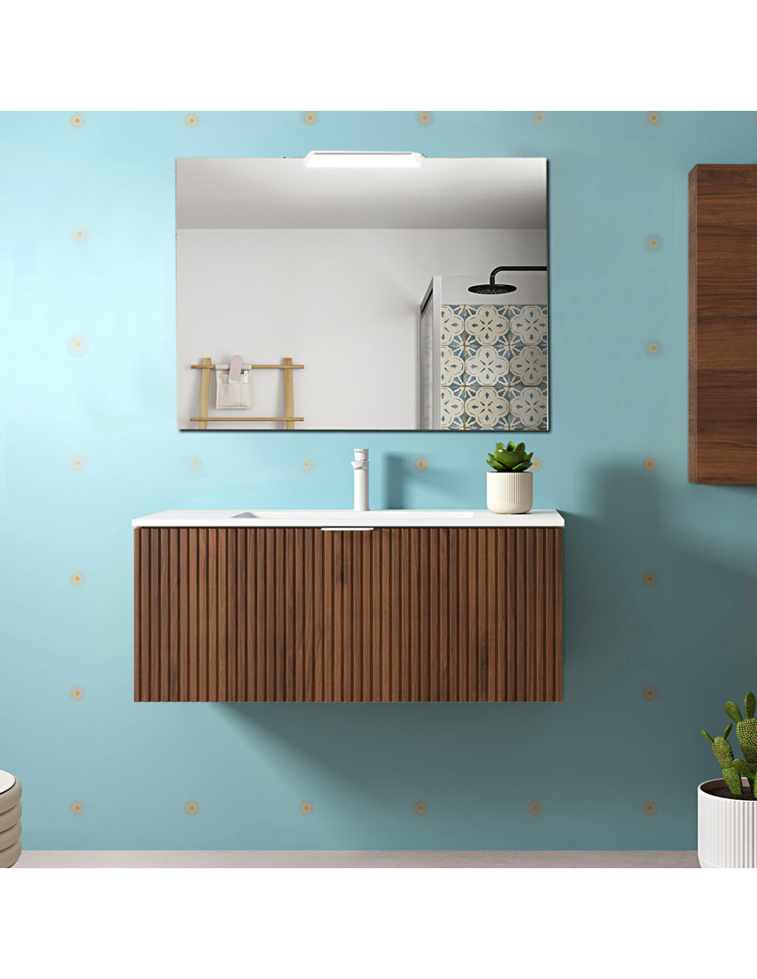 Mobile bagno sospeso in legno cm 80 Biba noce maya