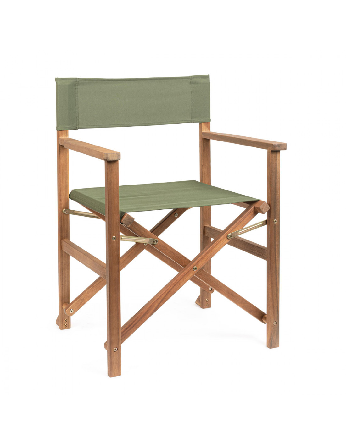 Sedia regista in legno di acacia e tessuto noemi muschio