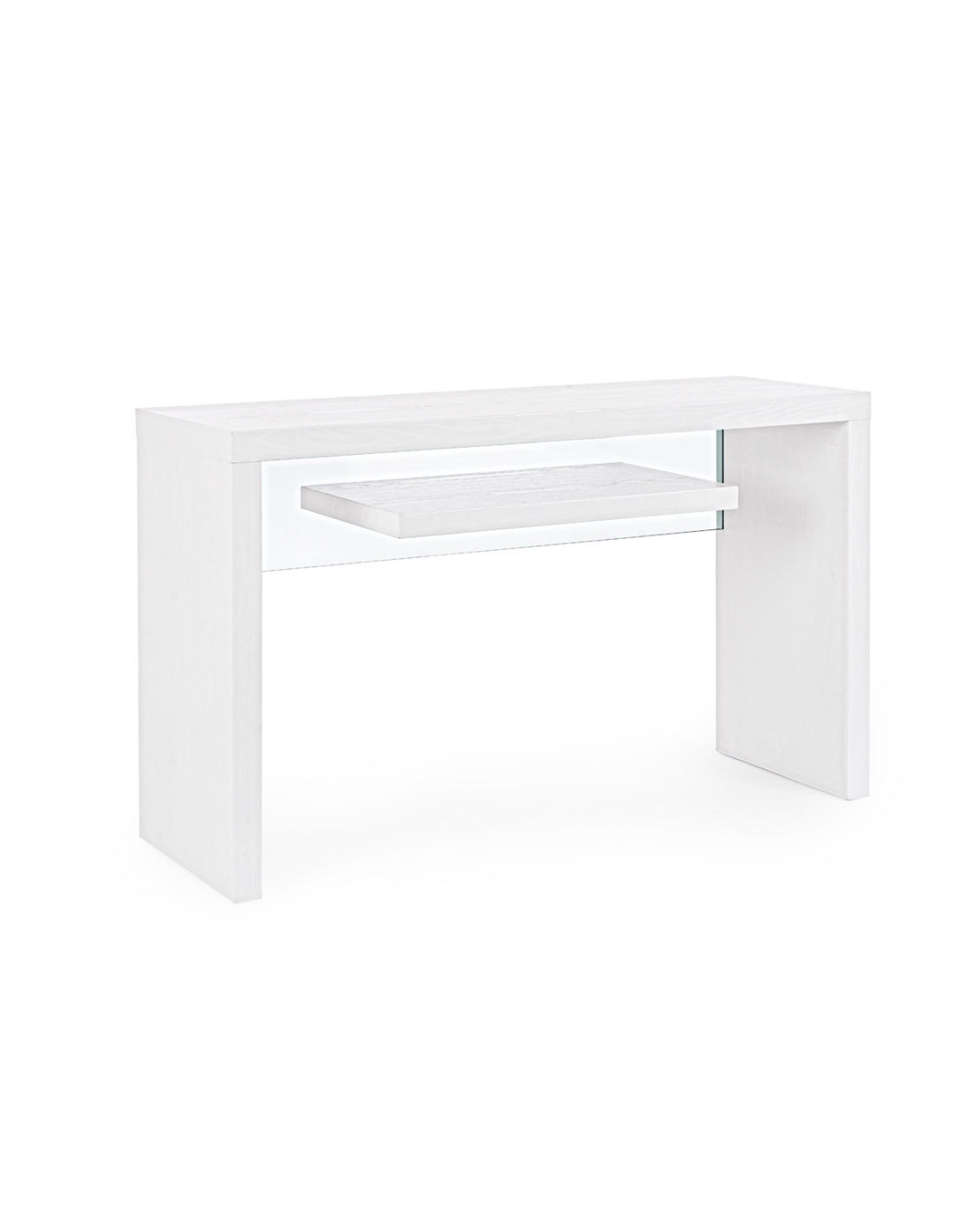 Mobile consolle wood in mdf legno bianco e vetro L120xP40xH73 cm