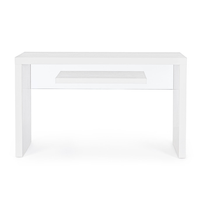 Mobile consolle wood in mdf legno bianco e vetro L120xP40xH73 cm