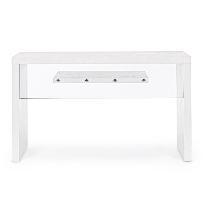 Mobile consolle wood in mdf legno bianco e vetro L120xP40xH73 cm