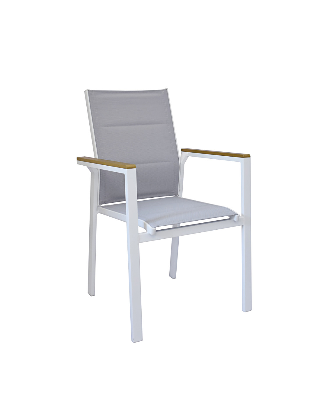 Sedia con braccioli in alluminio e polywood teak elly bianco