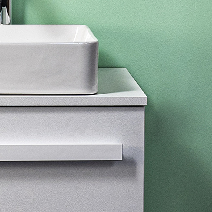 Mobile bagno sospeso con lavabo d'appoggio cm 60 Lirioa Cemento Bianco