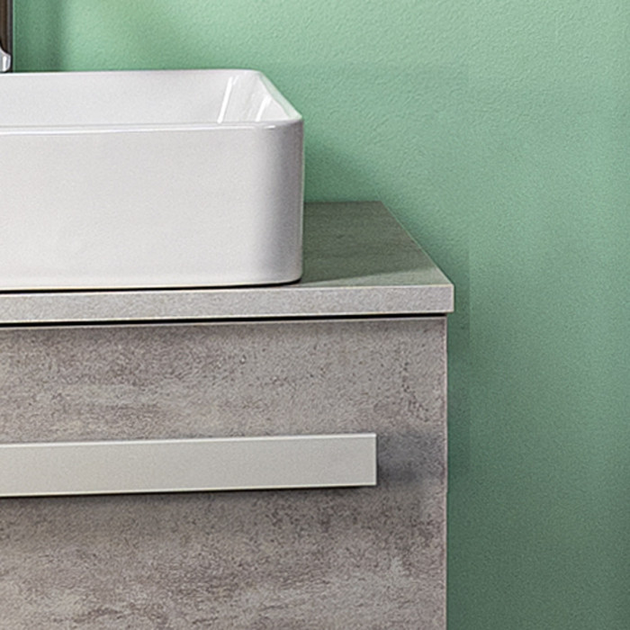 Mobile bagno sospeso con lavabo d'appoggio cm 60 Lirioa Cemento Chiaro grigio tortora