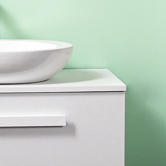 Mobile bagno sospeso con lavabo d'appoggio cm 70 Lirioa Cemento Bianco