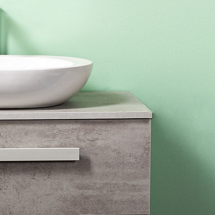 Mobile bagno sospeso con lavabo d'appoggio cm 70 Lirioa Cemento Chiaro