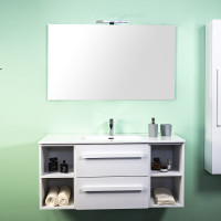 Mobile bagno sospeso con lavabo ceramica cm 120 Lirioc Cemento Bianco