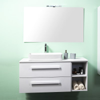 Mobile bagno sospeso con lavabo appoggio vano a giorno cm 120 Liriot Cemento Bianco